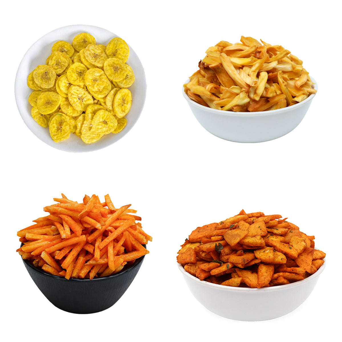 Kerala Chips Combo - Banana Chips (250g), Jackfruit Chips (250g), Masala Banana Chips (250g), Tapioca Chips (250g) - 1kg