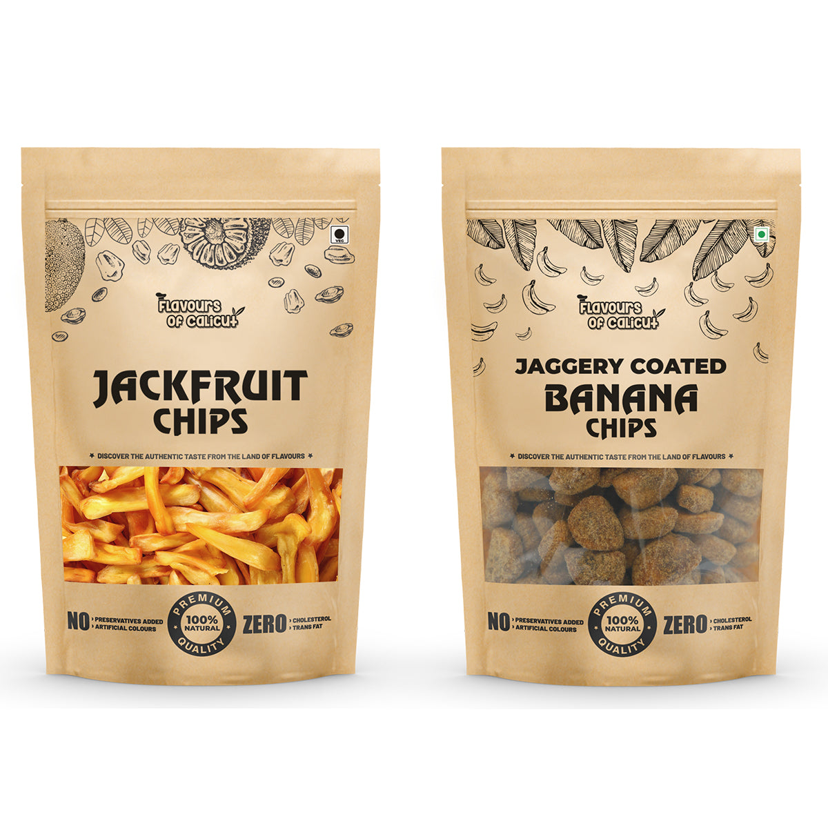 Kerala Chips Combo - Jackfruit Chips (500g) & Jaggery Coated Banana Chips (500g) - 1kg
