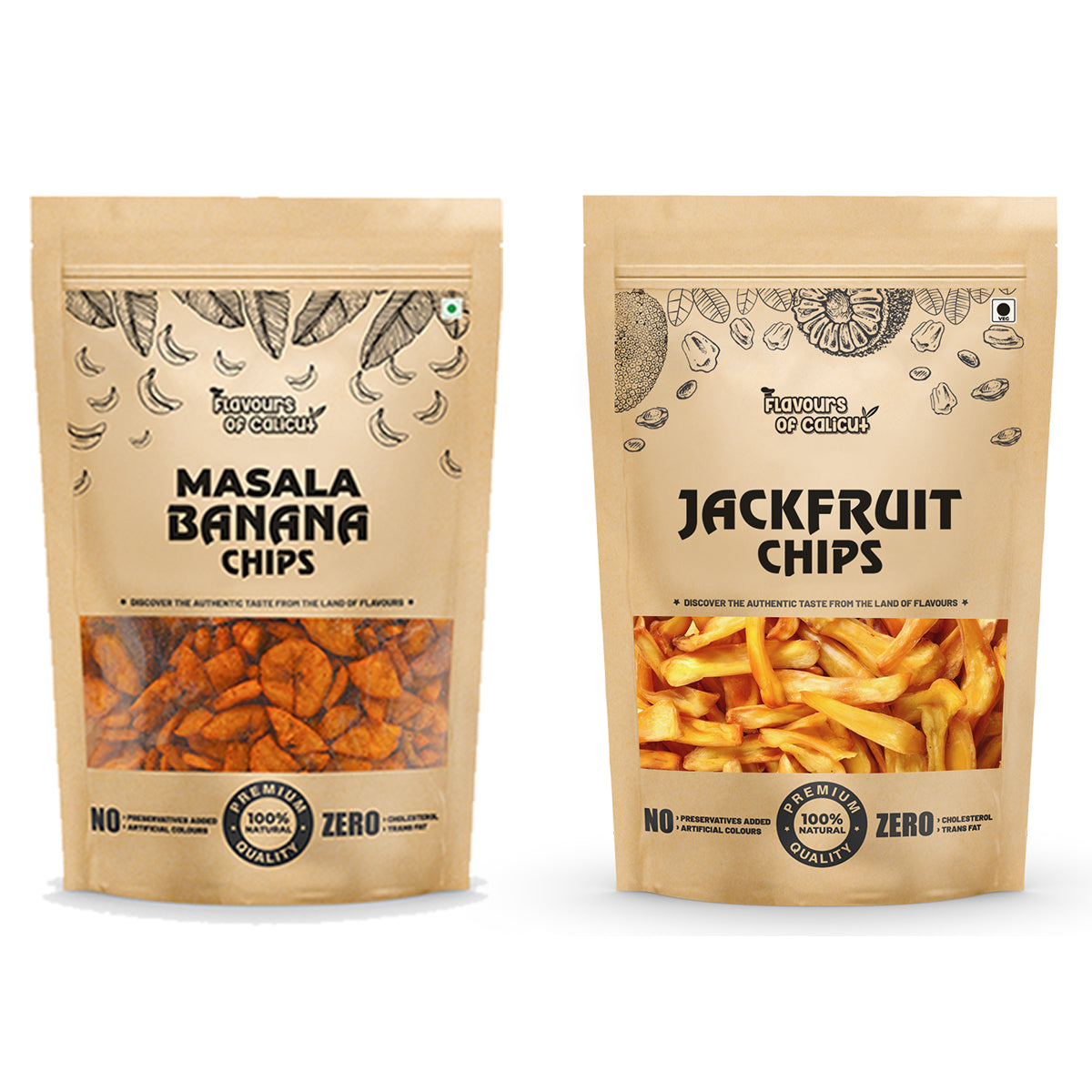 Kerala Chips Combo - Jackfruit Chips (500g) & Masala Banana Chips (500g) - 1kg