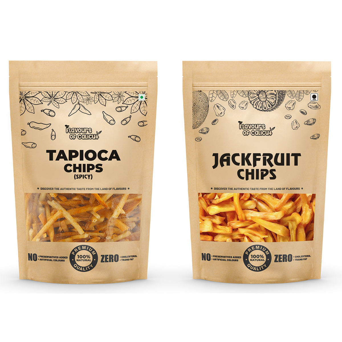 Kerala Chips Combo - Jackfruit Chips (500g) & Tapioca Chips (500g) - 1kg