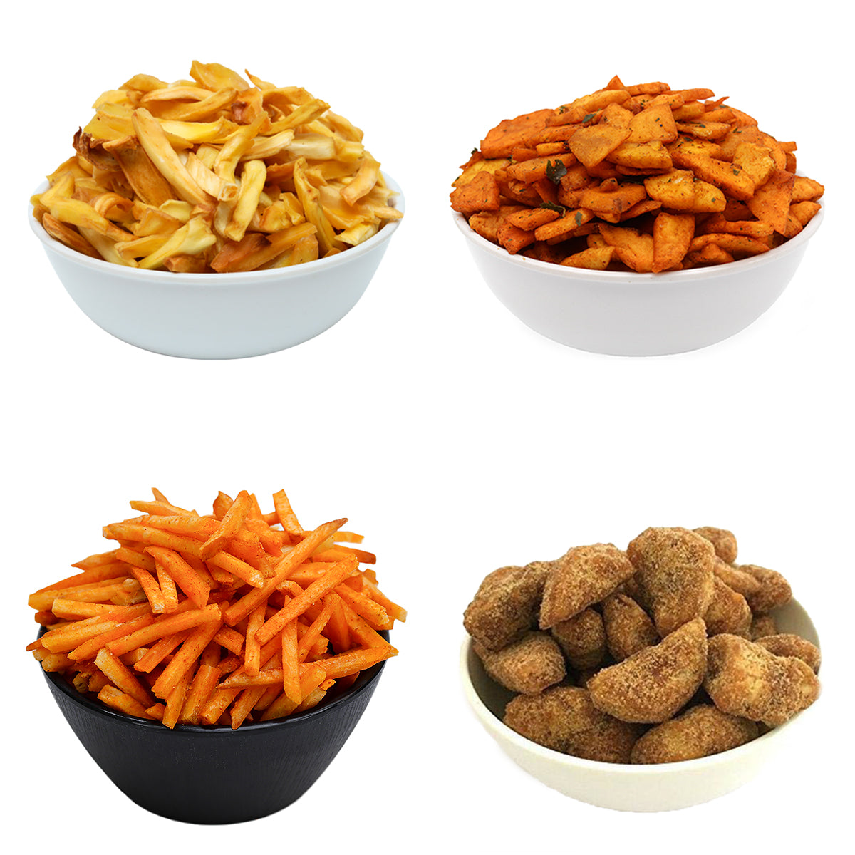 Kerala Chips Combo - Jackfruit Chips (250g), Masala Banana Chips (250g), Jaggery Coated Banana Chips (250g), Tapioca Chips (250g) - 1kg